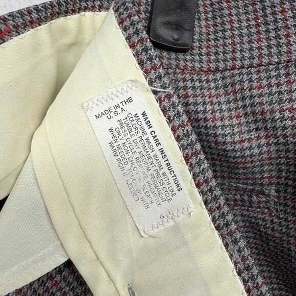 Vintage Houndstooth Trousers Fits 40x29 Gray Red Check Bootcut Talon Pants 70s - Picture 11 of 15